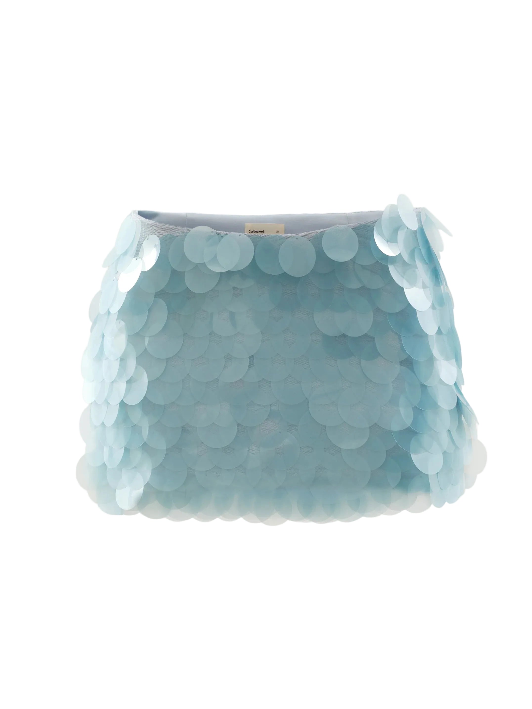 Cultnaked Shuffle Mini Skort in aqua blue. Styled look of mini skort, Ukrainian independent designer at MIXMVSE London.