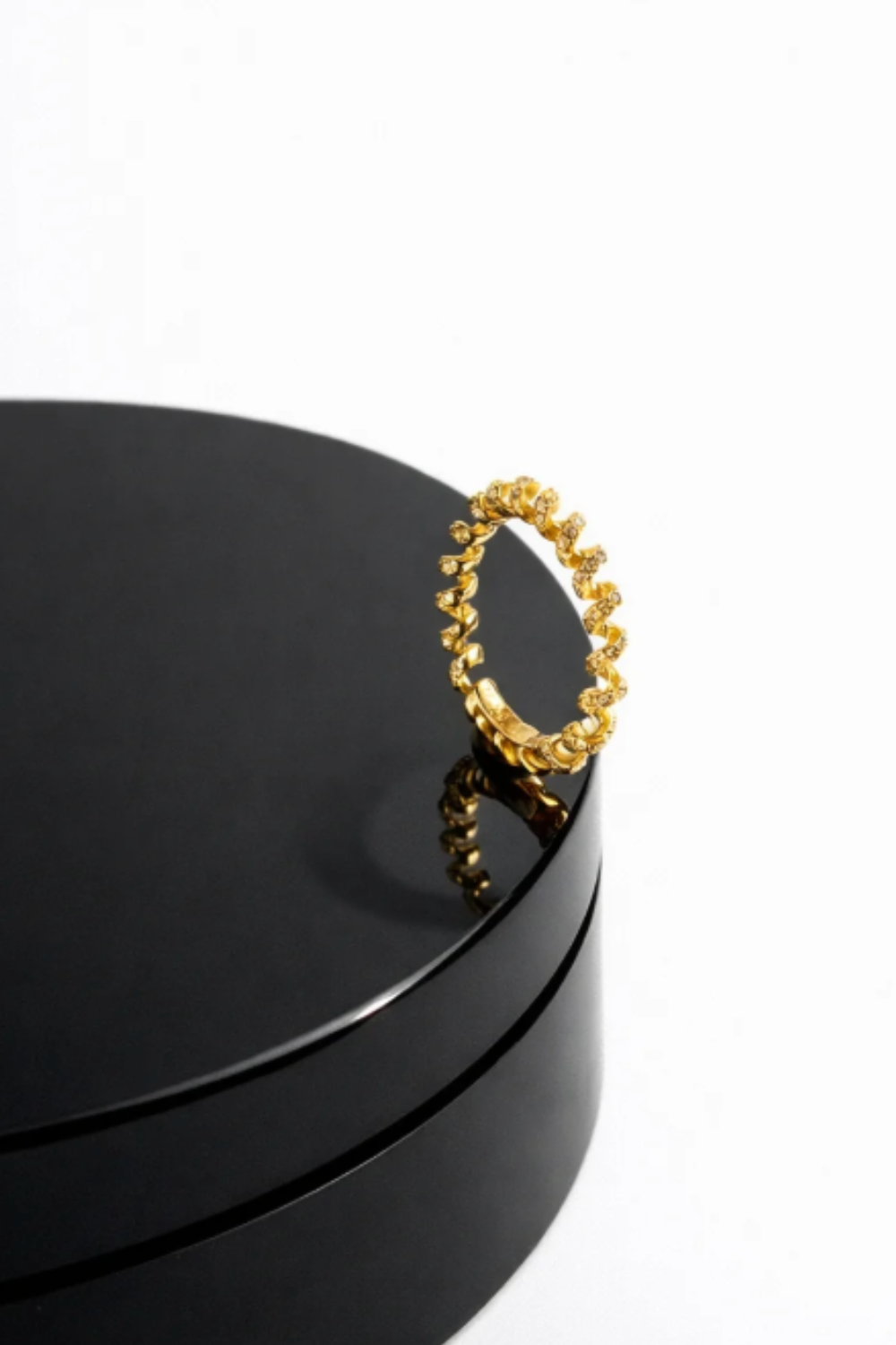 Chuk gold vermeil Spiral ring, styled look. Ukrainian designer jewellery at MIXMVSE London.