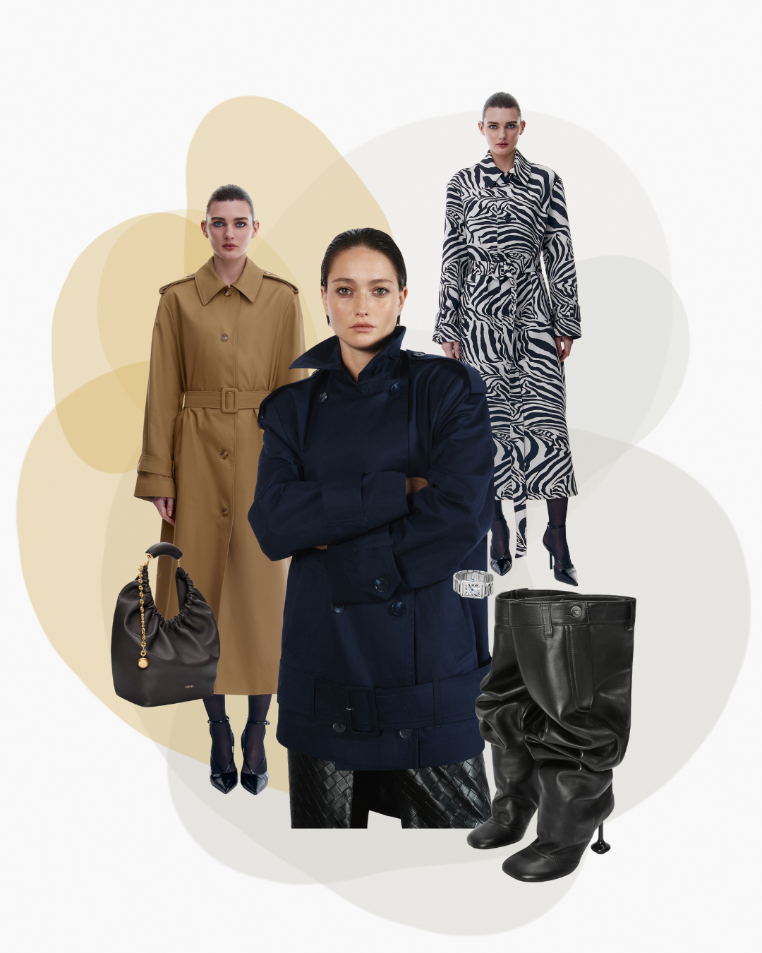 The trench coat as a year-round investment: Ambitna trench coats editorial by MIXMVSE London.
