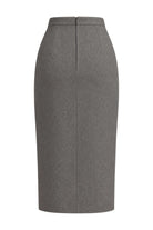 Ambitna grey tweed skirt, styled full look. Independent Ukrainian designer at MIXMVSE London.