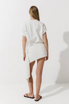 Cultnaked Sexy & Talented T-shirt in white cotton. Styled look of oversized logo tee, Ukrainian independent designer at MIXMVSE London.