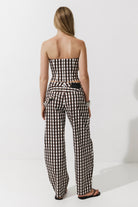 Cultnaked Bandeau Corset Top in brown gingham. Back view of bandeau corset top. Available at MIXMVSE London concept store.