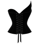 Ambitna black velvet corset, detail of the angled neckline and structured bodice. Coming soon at MIXMVSE London concept store.