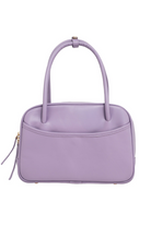 Du'Mo Poise Small Bag in lilac leather. Back view with two rounded top handles. Made in Ukraine, at MIXMVSE London.