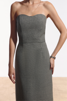 Ambitna plaid wool dress, back view showing the slit and invisible zip. Independent Ukrainian designer at MIXMVSE London.