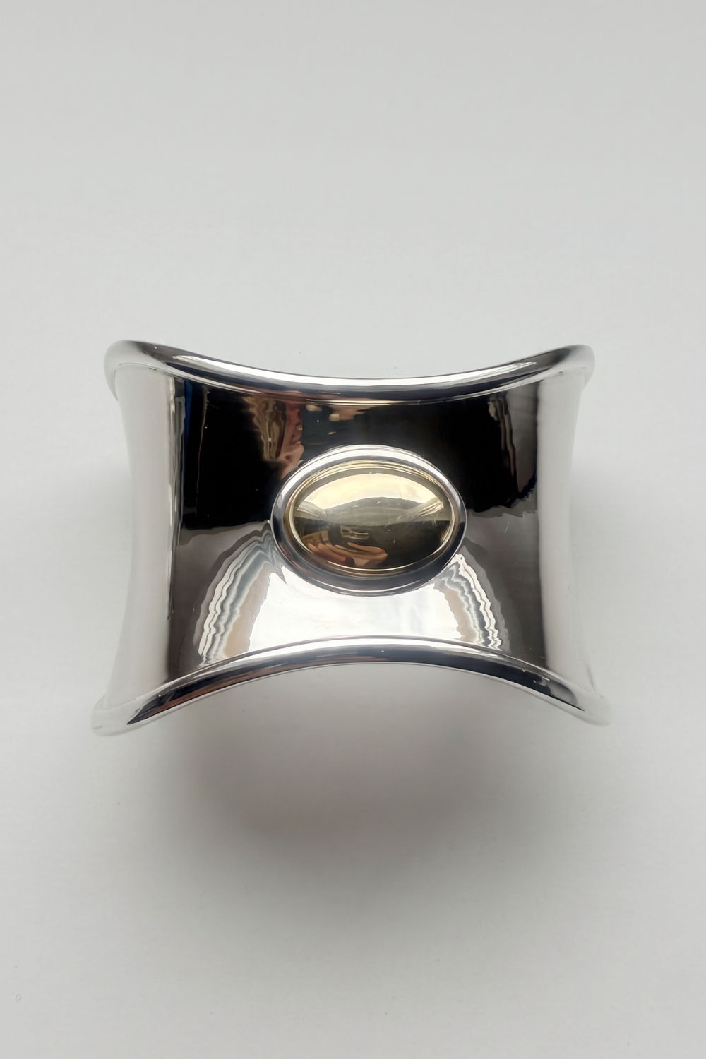 Chuk Form bracelet in silver from the FORM collection, rhodium-plated brass with a leather-like texture. Ukrainian designer jewellery at MIXMVSE London.