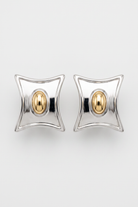 Chuk Form earrings in silver from the FORM collection, rhodium-plated brass with a leather-like texture. Ukrainian designer jewellery at MIXMVSE London.