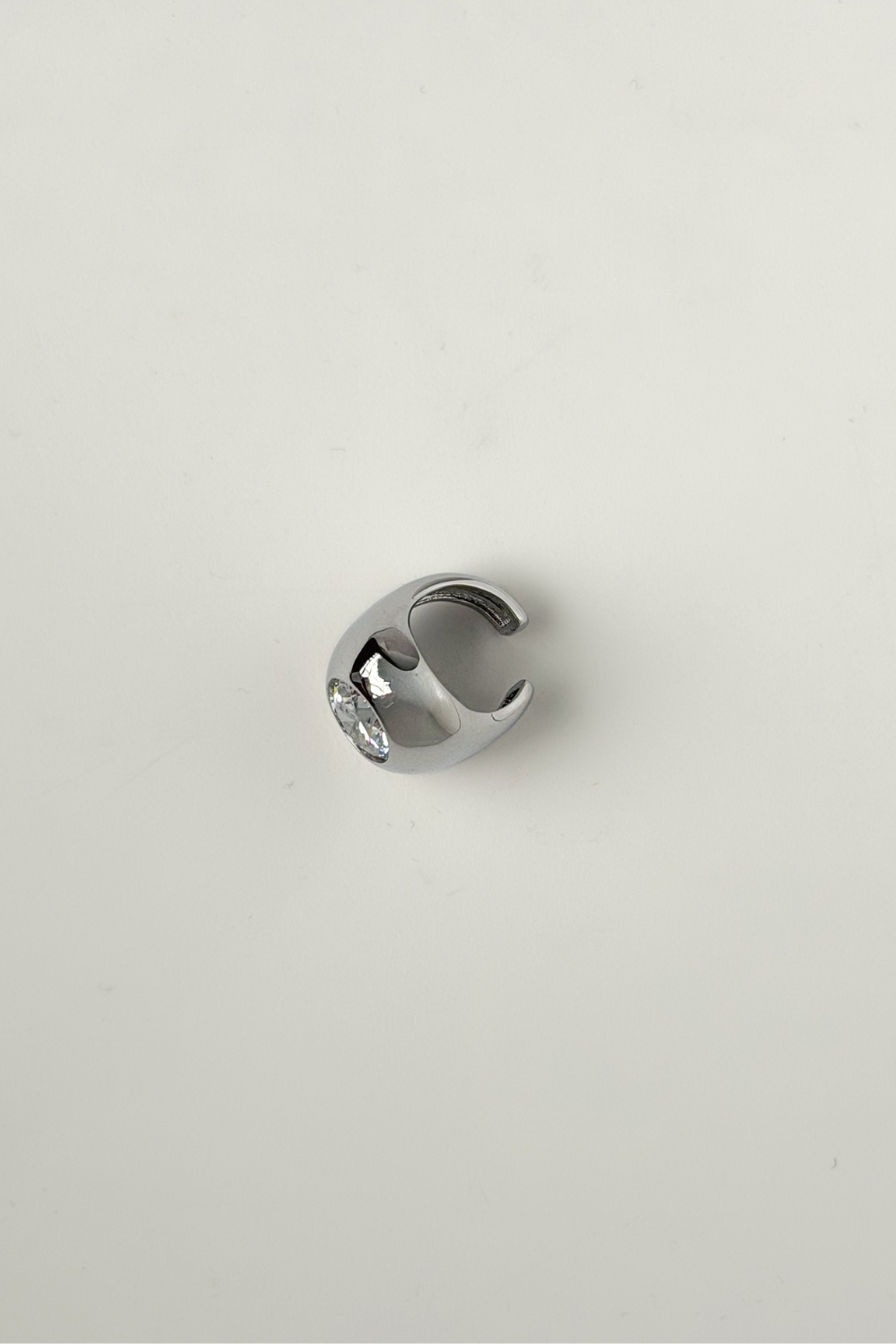 Chuk Bold Drop No. 1 silver ear cuff, styled look. Ukrainian designer jewellery at MIXMVSE London.