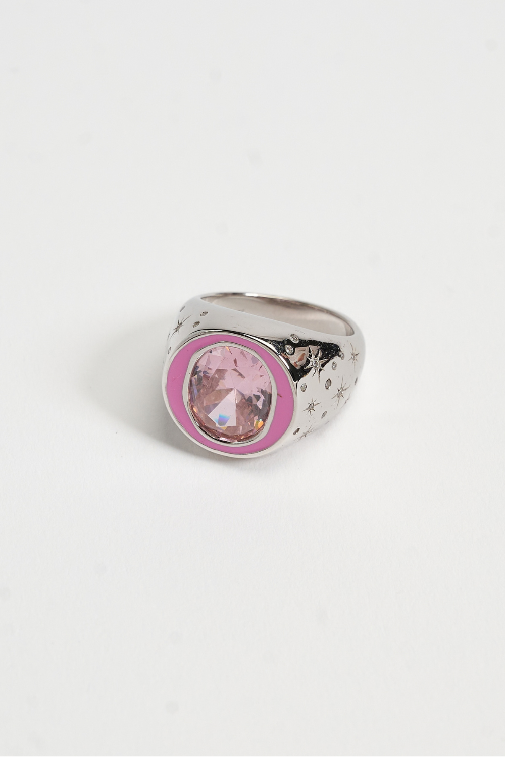 Chuk Raw Desire ring in silver and pink, styled look. Ukrainian designer jewellery at MIXMVSE London.