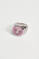 Chuk Raw Desire ring in silver and pink, styled look. Ukrainian designer jewellery at MIXMVSE London.