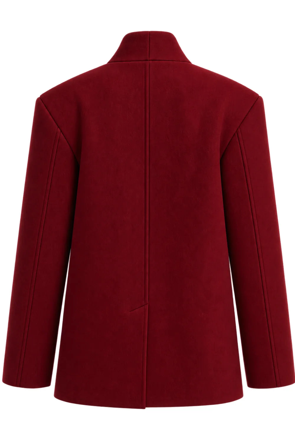 Ambitna red wool and cashmere coat, styled full look. Independent Ukrainian designer at MIXMVSE London.