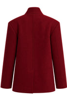 Ambitna red wool and cashmere coat, styled full look. Independent Ukrainian designer at MIXMVSE London.